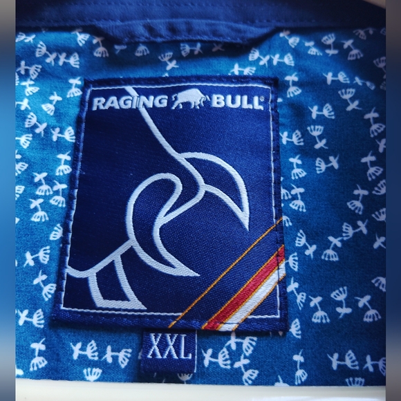 Raging Bull Men's Western Long Sleeve Button Down Peacock Blue Shirt ~ XXL - Picture 6 of 11